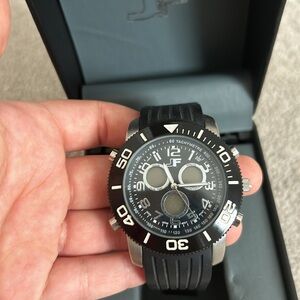 JF Stainless Steel & Black Men's Watch